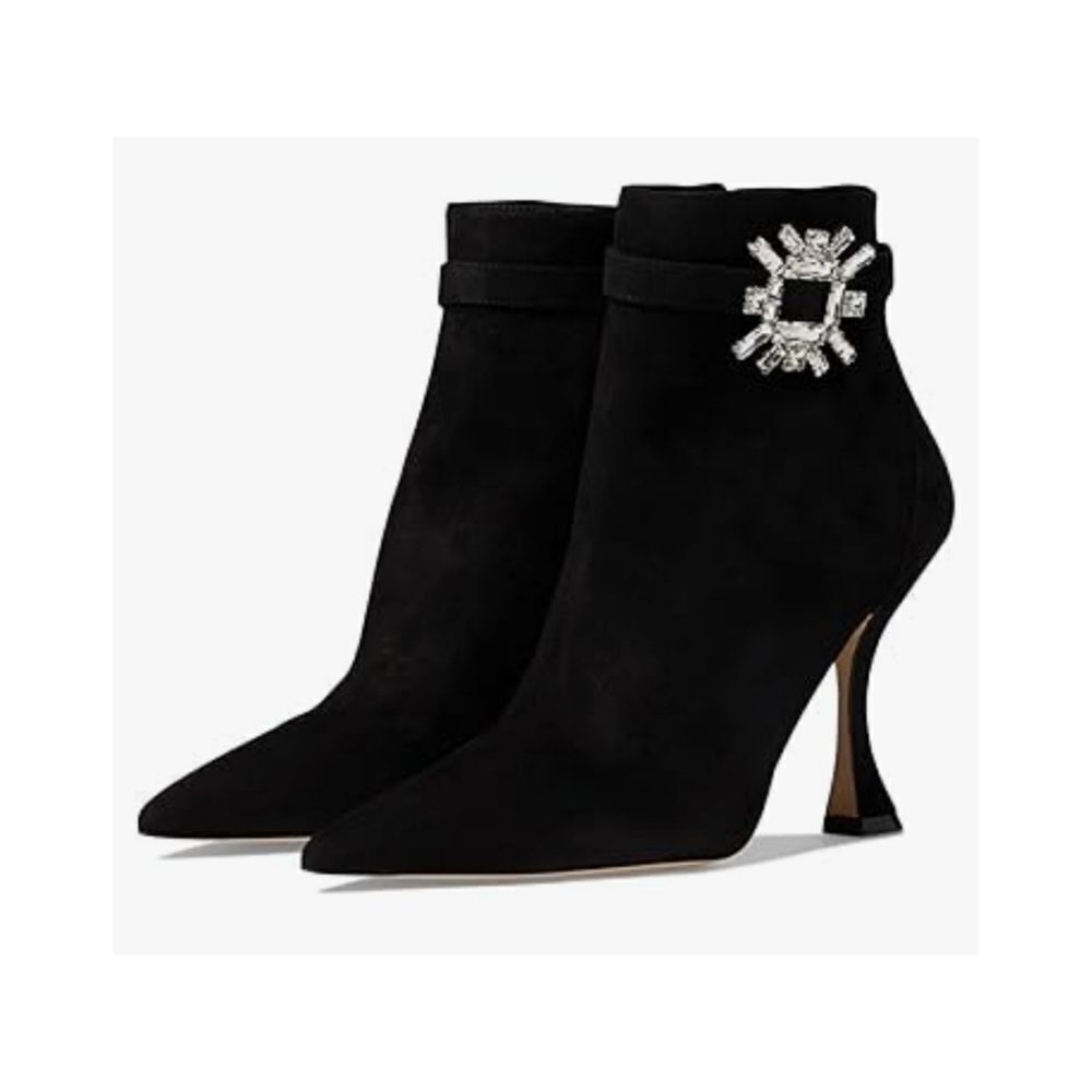Stuart Weitzman Crystal Nova Xcurve 100 Zip Spool Heel Boot Black Size 7.5